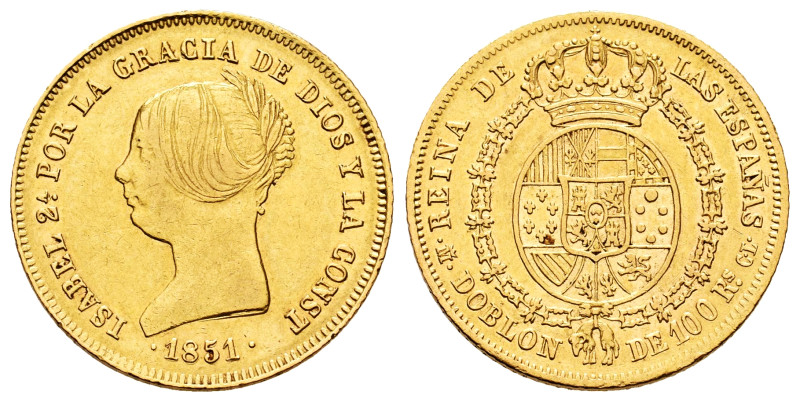 Elizabeth II (1833-1868). Doblon of 100 reales. 1851. Madrid. CL. (Cal-758). Au....