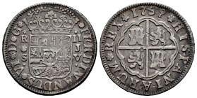 Ferdinand VI (1746-1759). 2 reales. 1759. Sevilla. JV. (Cal-344). Ag. 5,70 g. Lightly toned. Knocks on obverse and reverse. Almost VF. Est...40,00. 
...