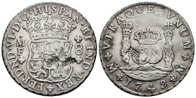 Ferdinand VI (1746-1759). 8 reales. 1749. Mexico. MF. (Cal-473). Ag. 26,72 g. Chop mark. Choice VF. Est...500,00. 

Spanish Description: Fernando VI...