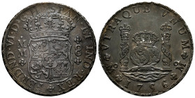 Ferdinand VI (1746-1759). 8 reales. 1756. Mexico. MM. (Cal-491). Ag. 26,94 g. A good sample. Beautiful patina. Scarce in this grade. This coin is exem...