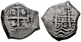 Ferdinand VI (1746-1759). 8 reales. 1752. Potosi. q. (Cal-523). Ag. 27,76 g. Mintmark and assayer are interchanged on the reverse. Double date, one of...