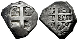Ferdinand VI (1746-1759). 8 reales. 1752. Potosi. q. (Cal-222 var). Ag. 16,28 g. Weight and modulus of 4 reais for possible circulation in Africa. Cho...