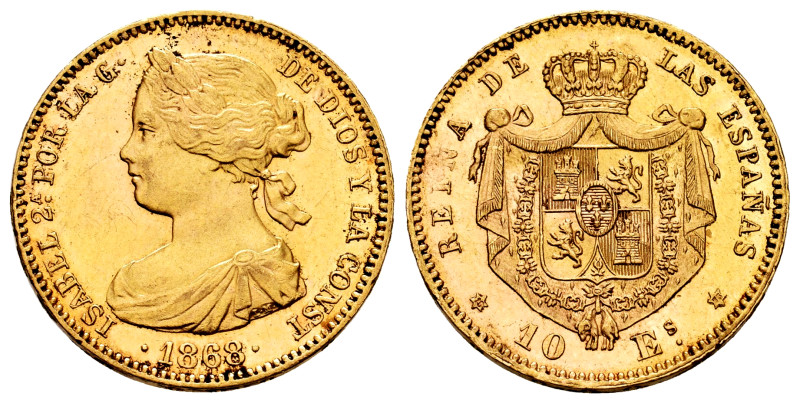 Elizabeth II (1833-1868). 10 escudos. 1868*18-73. Madrid. (Cal-41, of Gob. Provi...