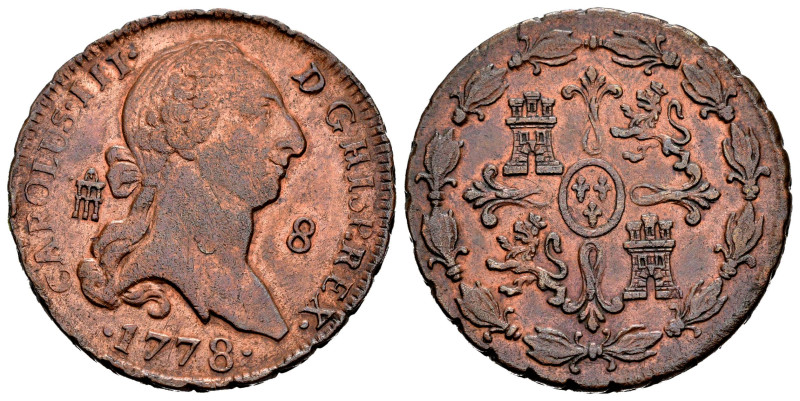 Charles III (1759-1788). 8 maravedis. 1778. Segovia. (Cal-75). Ae. 12,30 g. It r...