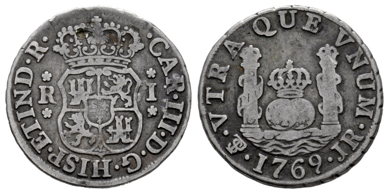 Charles III (1759-1788). 1 real. 1769. Potosi. JR. (Cal-467). Ag. 3,23 g. Very s...