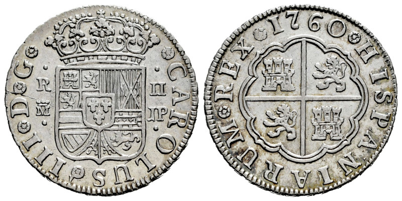 Charles III (1759-1788). 2 reales. 1760. Madrid. JP. (Cal-608). Ag. 5,74 g. Ex T...