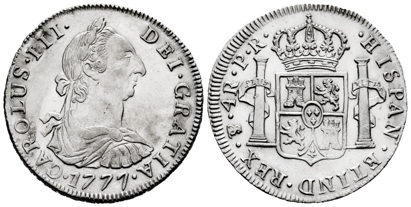 Charles III (1759-1788). 4 reales. 1777. Potosi. PR. (Cal-935). Ag. 13,37 g. Del...