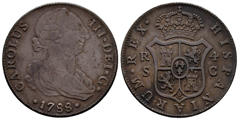 Charles III (1759-1788). 4 reales. 1788. Sevilla. C. (Cal-990). Ag. 13,52 g. The...