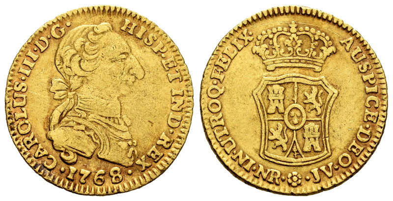 Charles III (1759-1788). 2 escudos. 1768. Santa Fe de Nuevo Reino. JV. (Cal-1681...