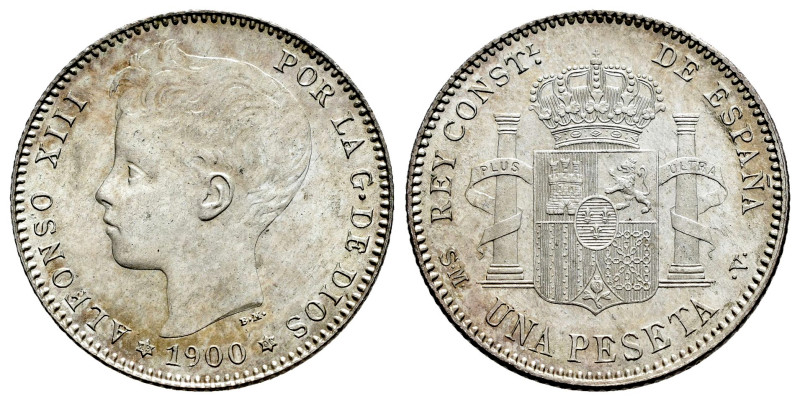 Alfonso XIII (1886-1931). 1 peseta. 1900 *19-00. Madrid. SMV. (Cal-59). Ag. 5,02...