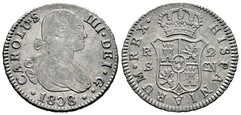 Charles IV (1788-1808). 2 reales. 1808. Sevilla. CN. (Cal-728). Ag. 5,85 g. Choi...