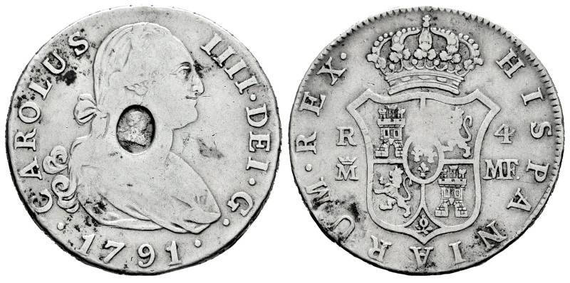 Charles IV (1788-1808). 4 reales. 1791. Madrid. MF. (Cal-777). Ag. 13,28 g. Coun...