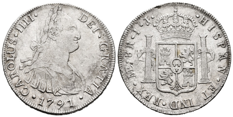 Charles IV (1788-1808). 8 reales. 1791. Lima. IJ. (Cal-906). Ag. 27,11 g. First-...