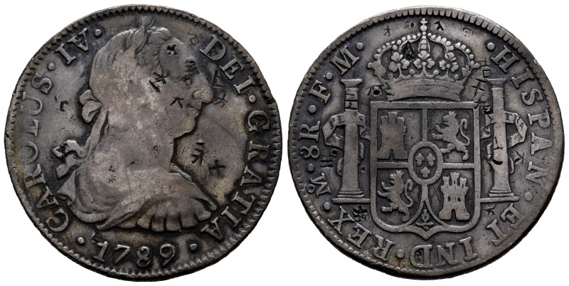 Charles IV (1788-1808). 8 reales. 1789. Mexico. FM. (Cal-950). Ag. 26,53 g. Bust...