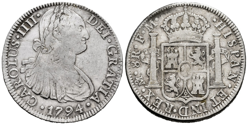 Charles IV (1788-1808). 8 reales. 1794. Mexico. FM. (Cal-956). Ag. 26,79 g. Almo...