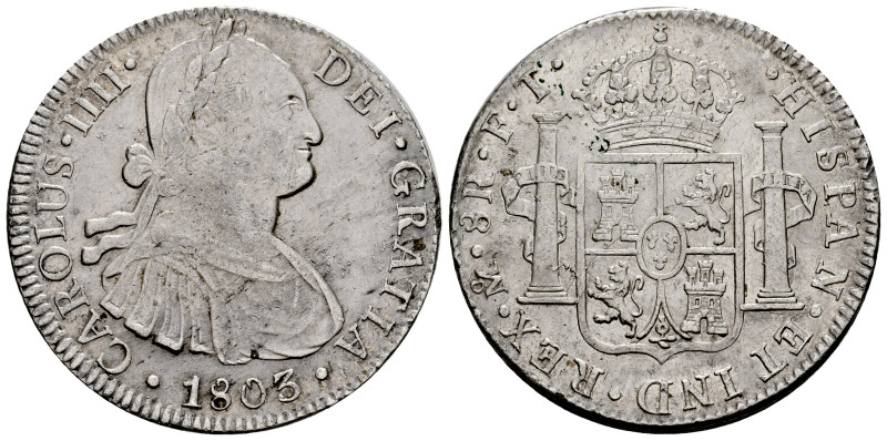 Charles IV (1788-1808). 8 reales. 1803. Mexico. FT. (Cal-977). Ag. 26,91 g. VF/C...