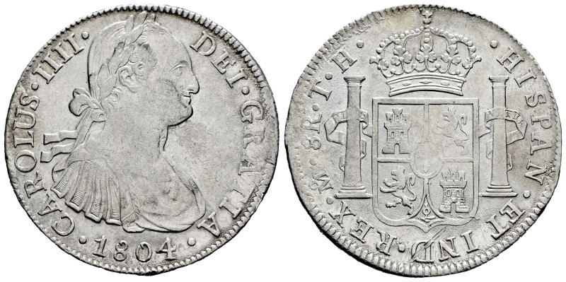 Charles IV (1788-1808). 8 reales. 1804. Mexico. TH. (Cal-980). Ag. 26,89 g. Hair...