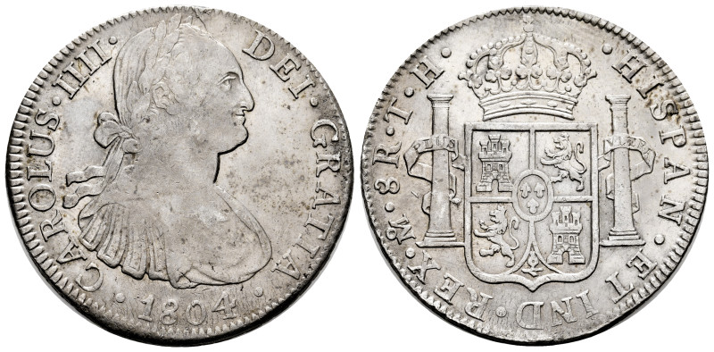 Charles IV (1788-1808). 8 reales. 1804. Mexico. TH. (Cal-980). Ag. 26,78 g. VF/C...