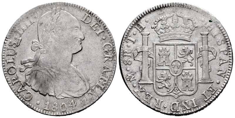 Charles IV (1788-1808). 8 reales. 1804. Mexico. TH. (Cal-980). Ag. 26,90 g. VF. ...