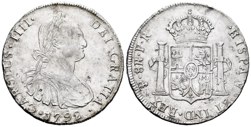 Charles IV (1788-1808). 8 reales. 1792. Potosi. PR. (Cal-992). Ag. 26,87 g. Larg...