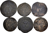 Lot of 6 bronze coins from Venezuela, minted during the reign of Ferdinand VII. TO EXAMINE. Choice F/Almost VF. Est...200,00. 

Spanish Description:...