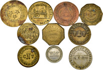 Lot of 10 Spanish commercial tokens and cooperatives from Catalonia. Different metals. TO EXAMINE. Almost VF/XF. Est...100,00. 

Spanish Description...