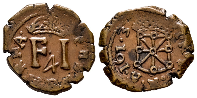 Philip III (1598-1621). 4 cornados. 1613. Pamplona. (Cal-76). (Ros-4.4.22 var.)....