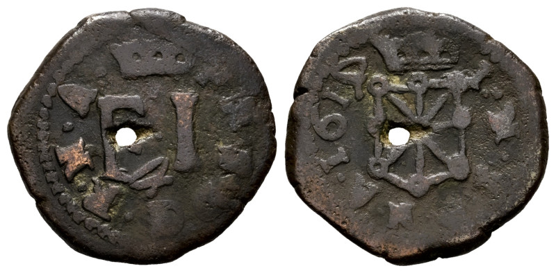 Philip III (1598-1621). 4 cornados. 1614. Pamplona. (Cal-73). (Ros-4.4.23). Anv....