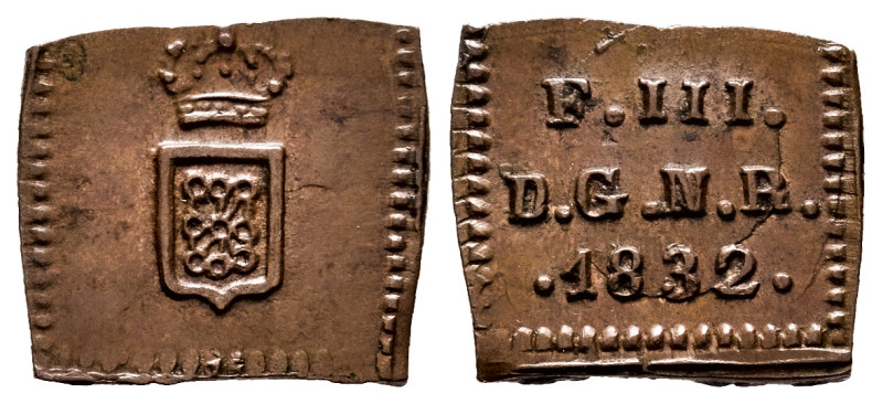 Ferdinand VII (1808-1833). 1/2 maravedi. 1832. Pamplona. (Cal-30). (Ros-4.11.36)...