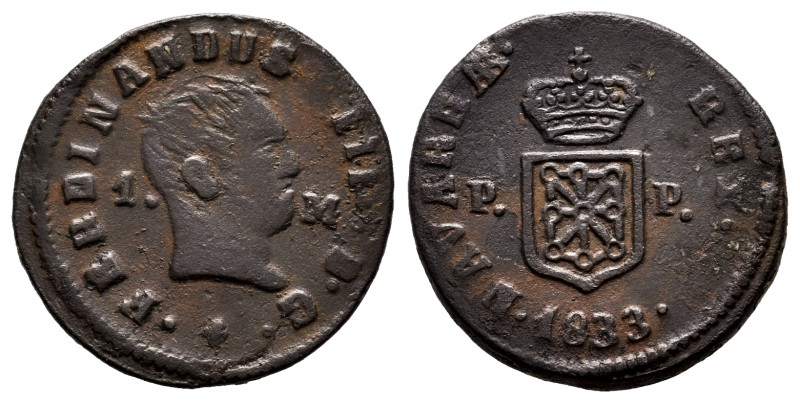 Ferdinand VII (1808-1833). 1 maravedi. 1833. Pamplona. (Cal-42). (Ros-4.11.31). ...