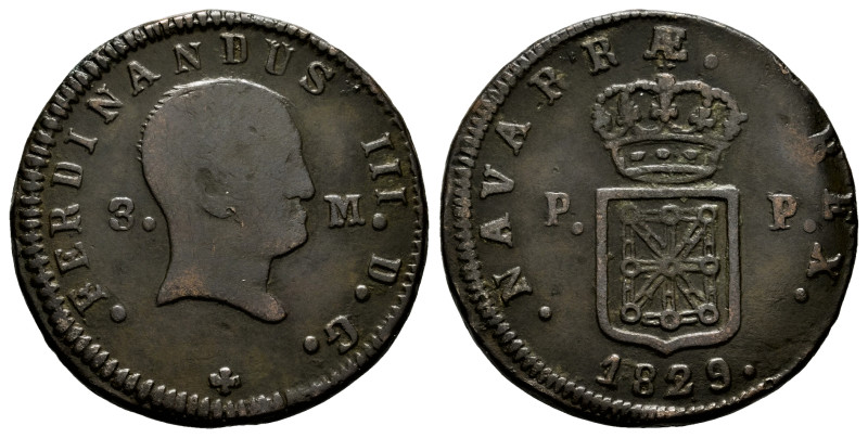 Ferdinand VII (1808-1833). 3 maravedis. 1829. Pamplona. (Cal-50). (Ros-4.11.16)....