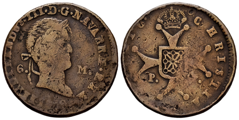 Ferdinand VII (1808-1833). 6 maravedis. 1819. Pamplona. (Cal-56). (Ros-4.11.5). ...