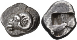 GAUL. Massalia. Circa 495/490-470/460 BC. Tritartemorion (Silver, 9.5 mm, 0.85 g), Milesian standard, 'Auriol'. Ram's head to left. Rev. Irregular qua...