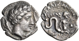 CAMPANIA. Allifae. Circa 325-275 BC. Obol (Silver, 11 mm, 0.65 g, 7 h). Laureate head of Apollo to right; in the field to right, dolphin swimming down...