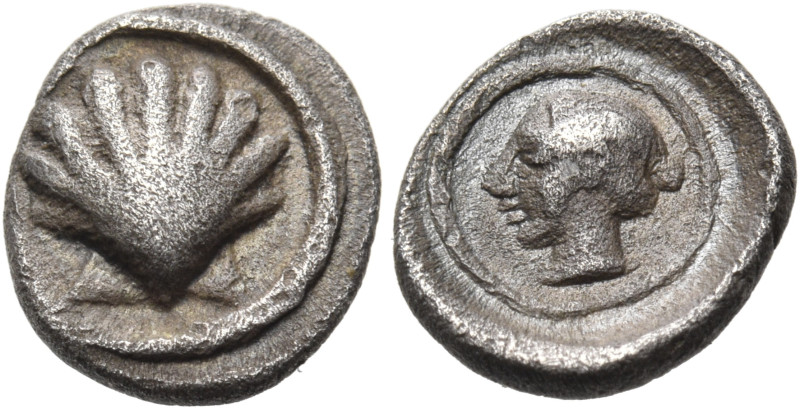 CALABRIA. Tarentum. Circa 470-450 BC. Litra (Silver, 10 mm, 0.70 g, 10 h). Cockl...