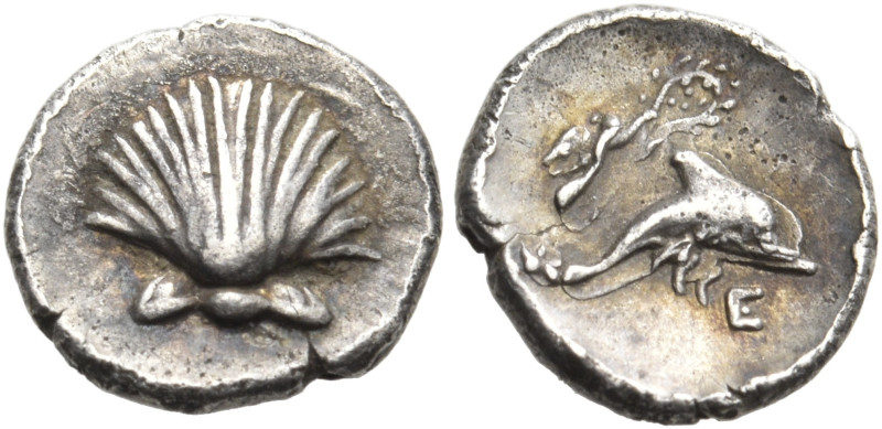 CALABRIA. Tarentum. Circa 325-280 BC. Hemilitron (Silver, 8 mm, 0.34 g, 11 h). C...