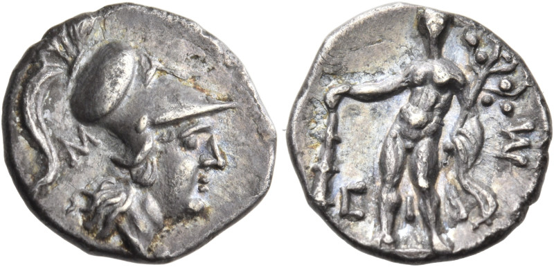 CALABRIA. Tarentum. Circa 280-228 BC. Diobol (Silver, 12.5 mm, 0.94 g, 10 h). He...