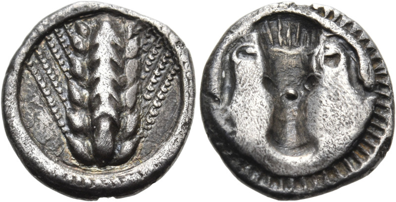 LUCANIA. Metapontum. Circa 470-440 BC. Triobol (Silver, 12 mm, 1.30 g, 6 h). Six...