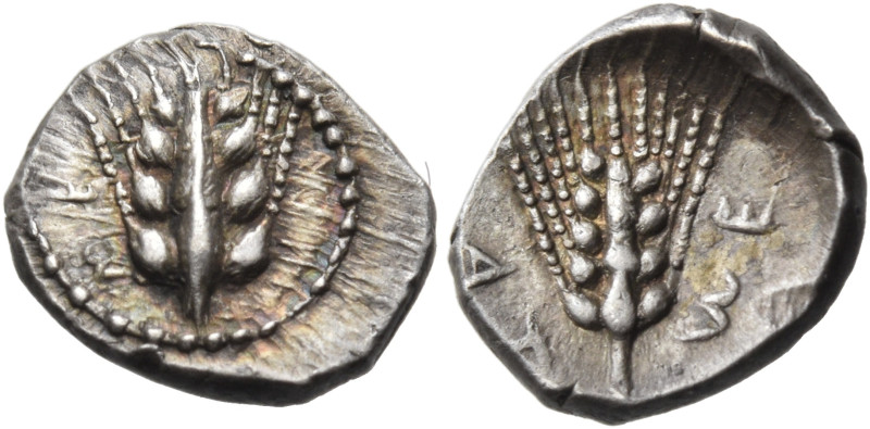 LUCANIA. Metapontum. Circa 440-430 BC. Obol (Silver, 8.5 mm, 0.51 g, 12 h). ME F...