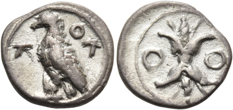 BRUTTIUM. Lokroi Epizephyrioi. Circa 375-330 BC. Diobol (Silver, 11 mm, 0.73 g, ...