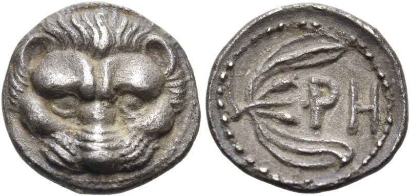 BRUTTIUM. Rhegion. Circa 415/10-387 BC. Litra (Silver, 10 mm, 0.68 g, 4 h). Lion...