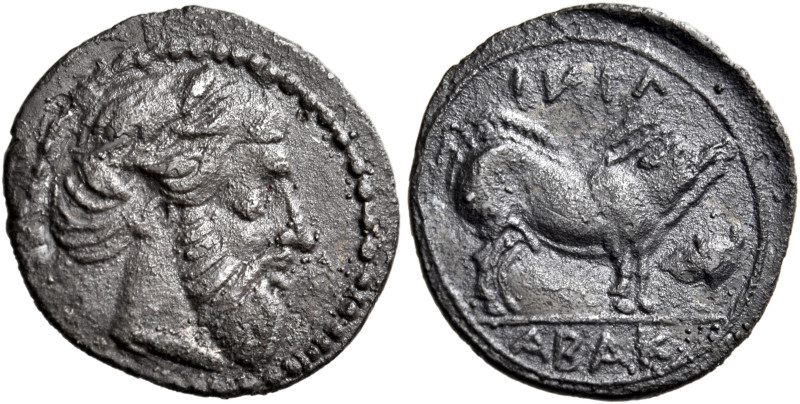 SICILY. Abakainon. Circa 430-420 BC. Litra (Silver, 13 mm, 0.61 g, 1 h). Laureat...