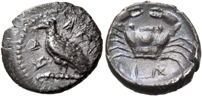 SICILY. Akragas. Circa 450-446/39 BC. Litra (Silver, 10 mm, 0.61 g, 10 h). ΑΚ - ...