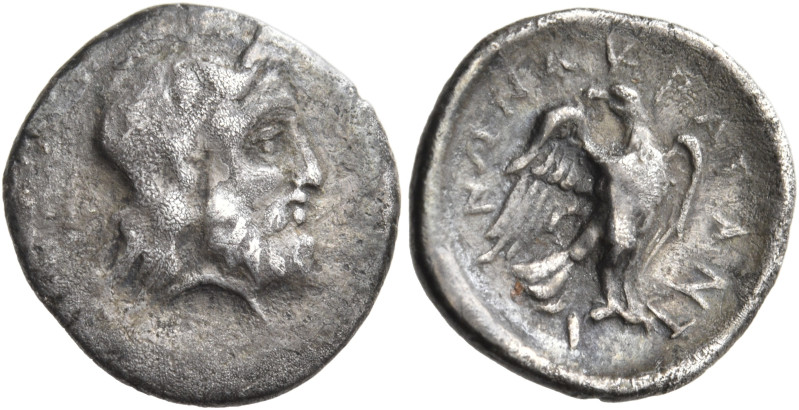SICILY. Akragas. 278-276 BC. Obol (Silver, 12 mm, 0.70 g, 3 h). Bearded head of ...