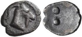 SICILY. Himera. Circa 415-409 BC. Hexas or Dionkion (Silver, 6 mm, 0.13 g). Head of a goat to right. Rev. Two pellets. Buceti 112b. HGC 2, 461 var. Ve...