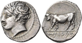 SICILY. Panormos (as Ziz). Circa 405-380 BC. Litra (Silver, 11 mm, 0.66 g, 12 h). Youthful male head to left; border of dots. Rev. sb’lṣyṣ ( in Punic,...