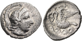 SICILY. Panormos (as Ziz). Circa 400-380 BC. Litra (Silver, 12 mm, 0.66 g, 3 h). Head of Athena to right, wearing crested Attic helmet adorned with an...