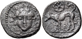 SICILY. Segesta. Circa 455/50-445/40 BC. Litra (Silver, 12 mm, 0.77 g, 5 h). [ΣΕΓΕΣΤΑΖΙΒ] Head of nymph facing, with her long hair falling down each s...