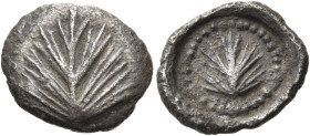 SICILY. Selinos. Circa 515-480/70 BC. Litra or Obol (Silver, 11 mm, 0.59 g, 6 h). Wild parsley leaf. Rev. Wild parsley leaf within circle of dots, all...