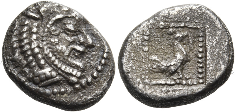 THRACE. Dikaia. Circa 480-450 BC. Triobol (Silver, 12 mm, 1.48 g, 12 h). Bearded...